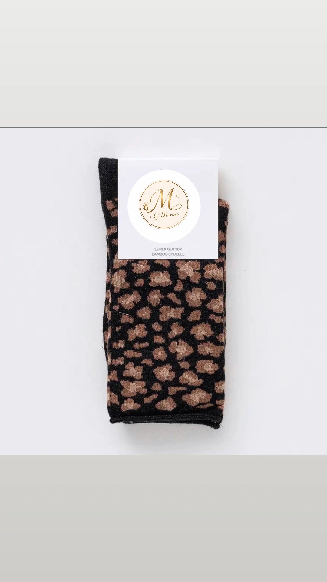 Chaussettes léopard noires Lurex