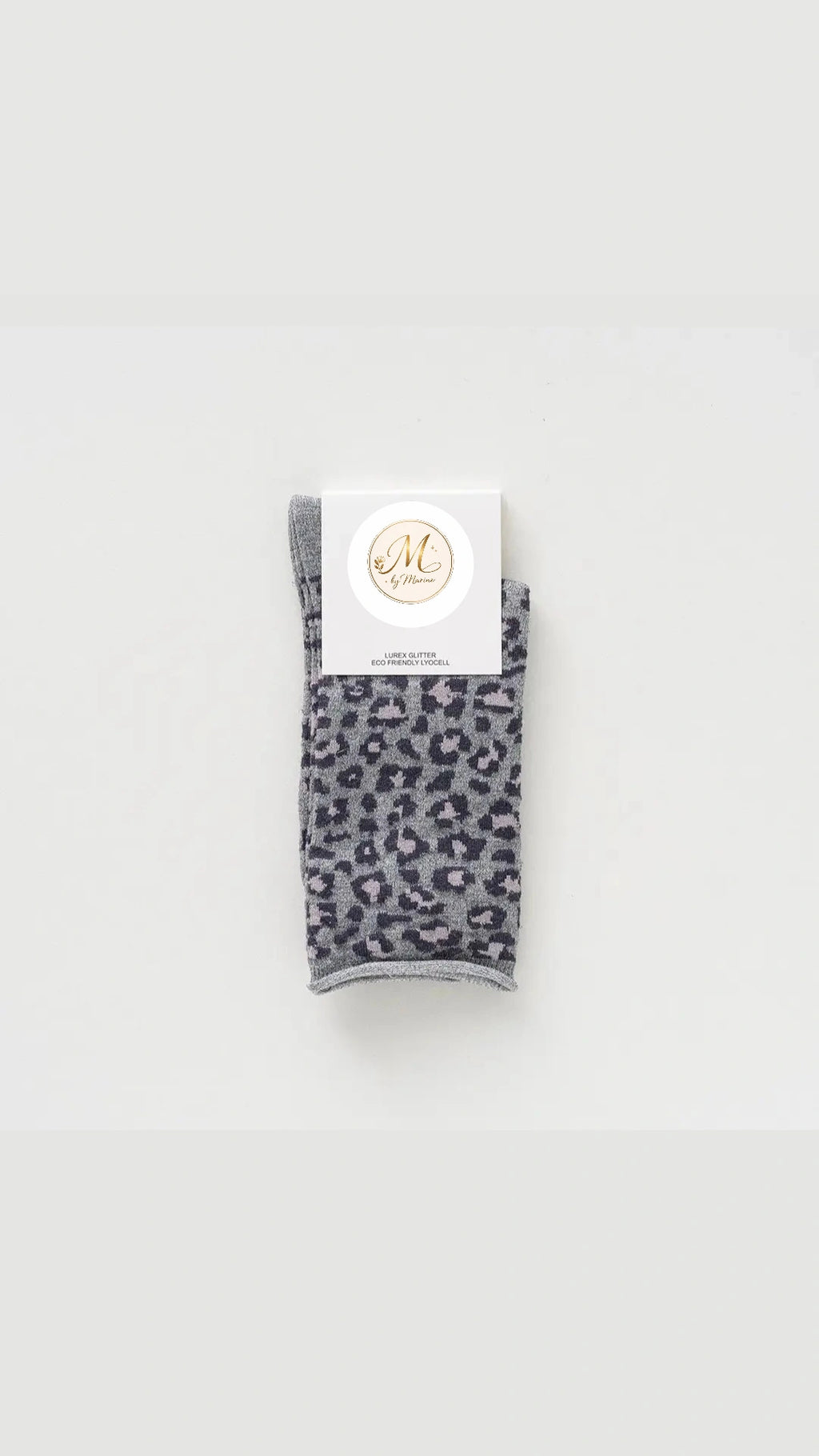 Chaussettes léopard grises Lurex