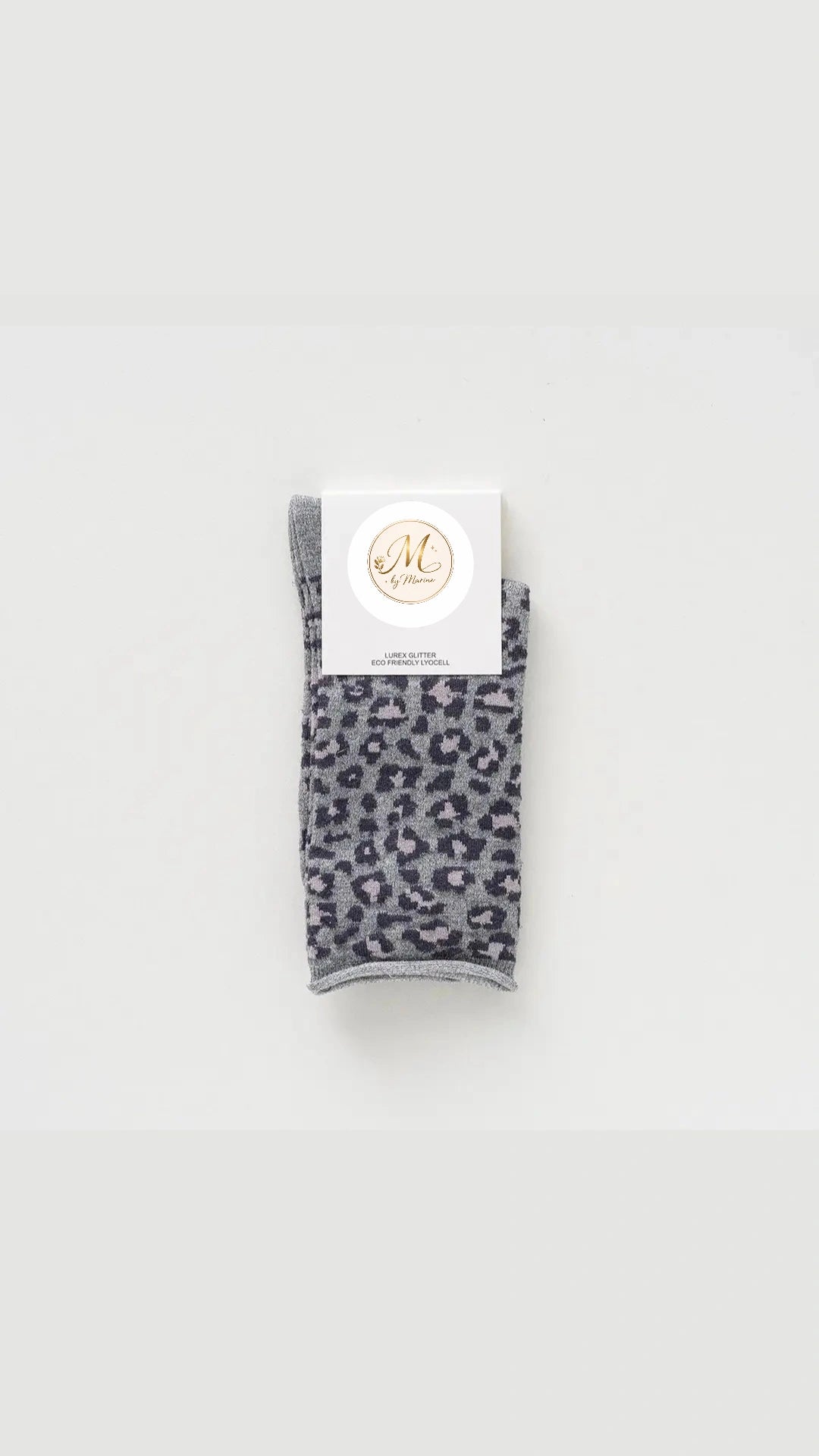 Chaussettes léopard grises Lurex