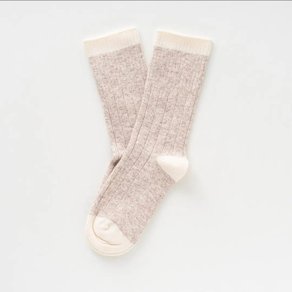 Chaussettes côtelées en laine mérinos