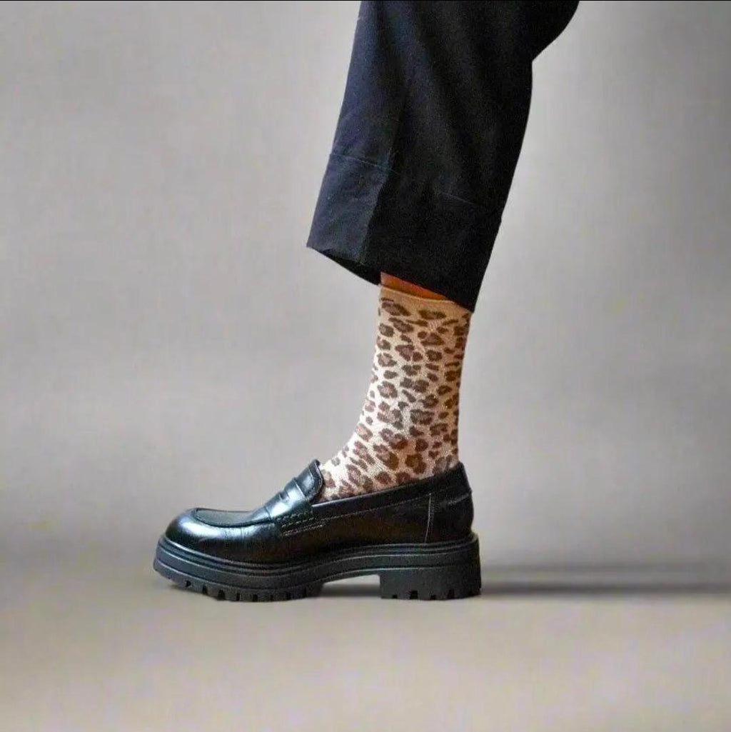 Chaussettes léopard lurex
